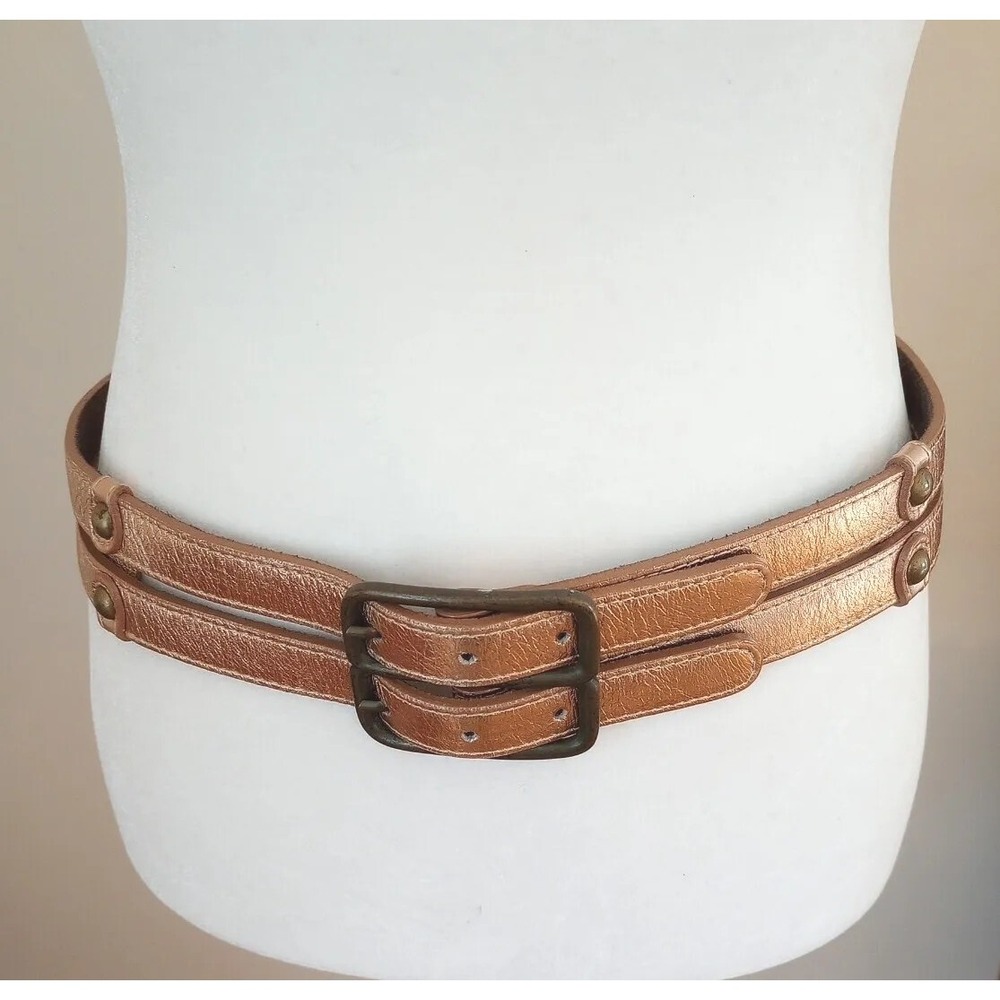 Abaco Paris Cuir Veritable Ladies Belt Made In France Size:M Metallic Pink